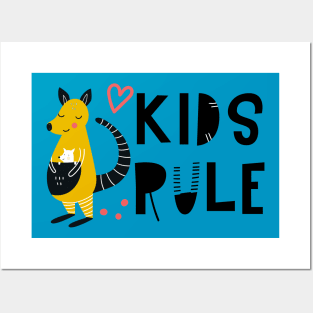 Kids Rule Kangaroo For New Moms, Teachers, Nannies, Babysitters Posters and Art